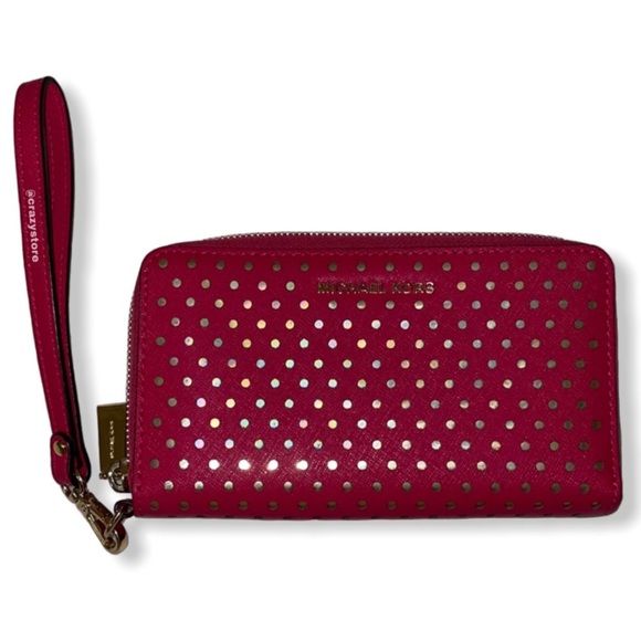 New Without Tags Pink/Gold Michael Kors Wristlet 34H7GFDE7U Multiple Pockets - Picture 1 of 4